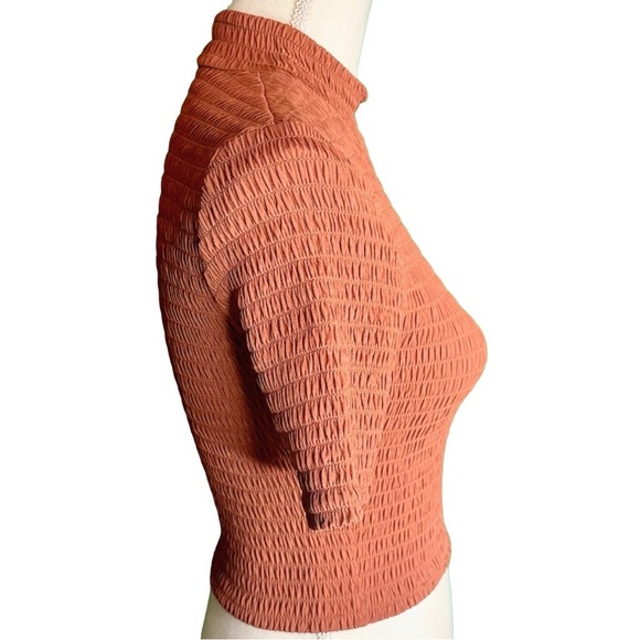 NWOT A.L.C. ‘Dana’ Smocked Mock Neck Crop Top in “Deep Amber” Size XS - Picture 13 of 14